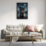 Kawaii Kitten under the Moon Canvas Print - WallLumi Canvases