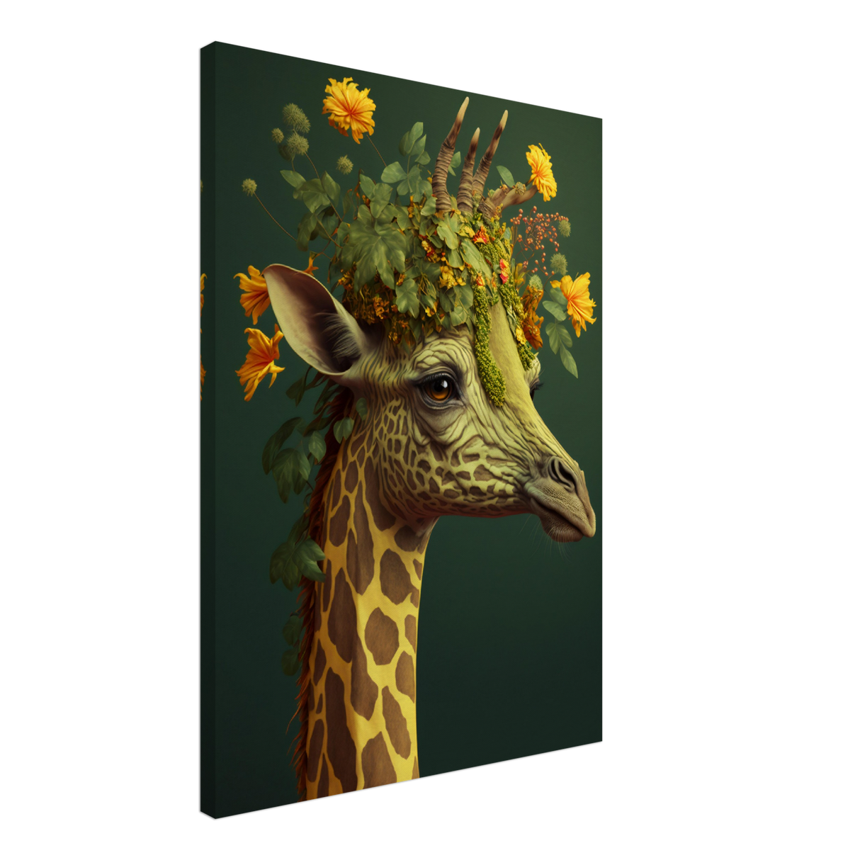 Flowery Giraffe Canvas Print - WallLumi Canvases